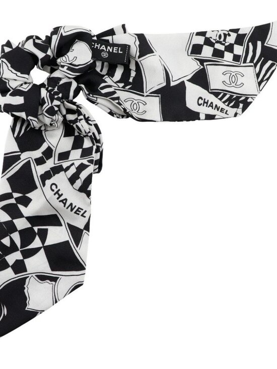 Chanel Coco Mark Silk Headband Black White ref.JC2663569  CHANEL Shush Other accessories COCO Mark logo ribbon Black / white silk Women